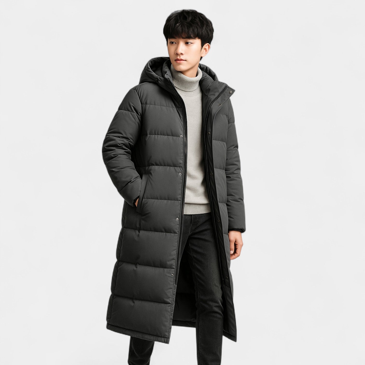 Riche | Parka homme style coréen duvet mélangé – chaude, élégante, silhouette moderne