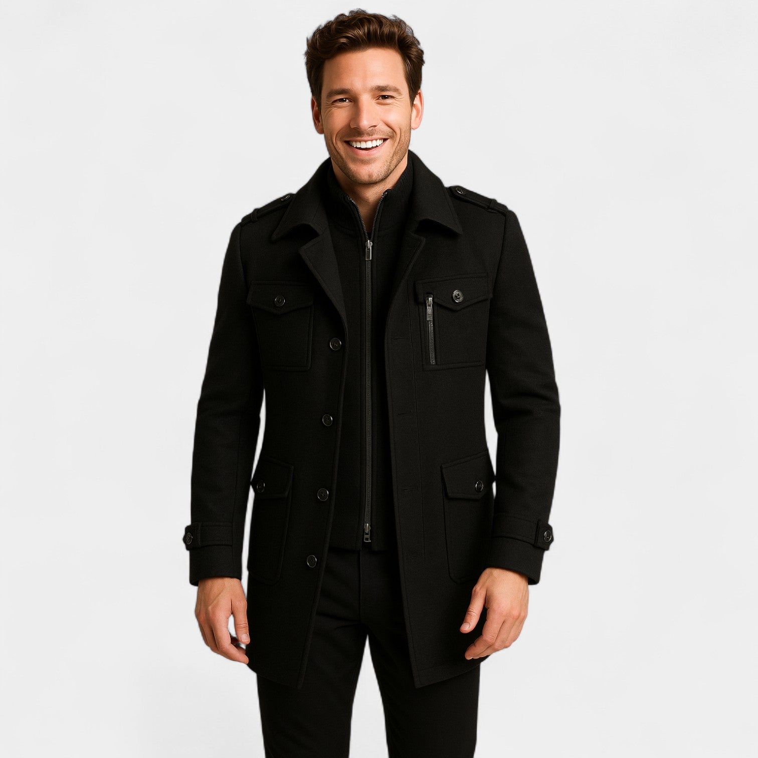Riche | Manteau homme laine double col trenchcoat – ajusté, raffiné, silhouette intemporelle