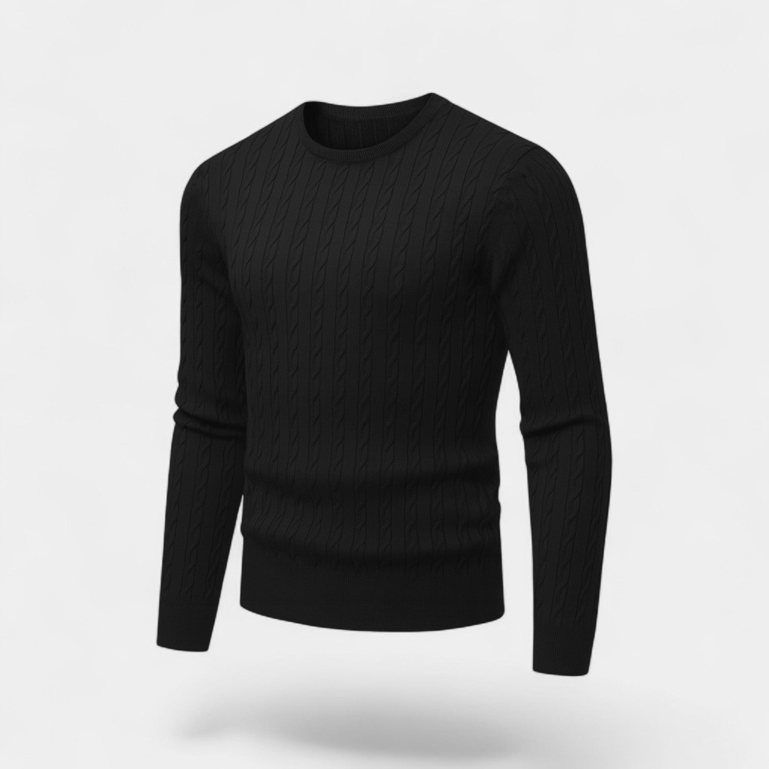 Riche | Pull homme maille coton slim fit – col rond motif torsadé