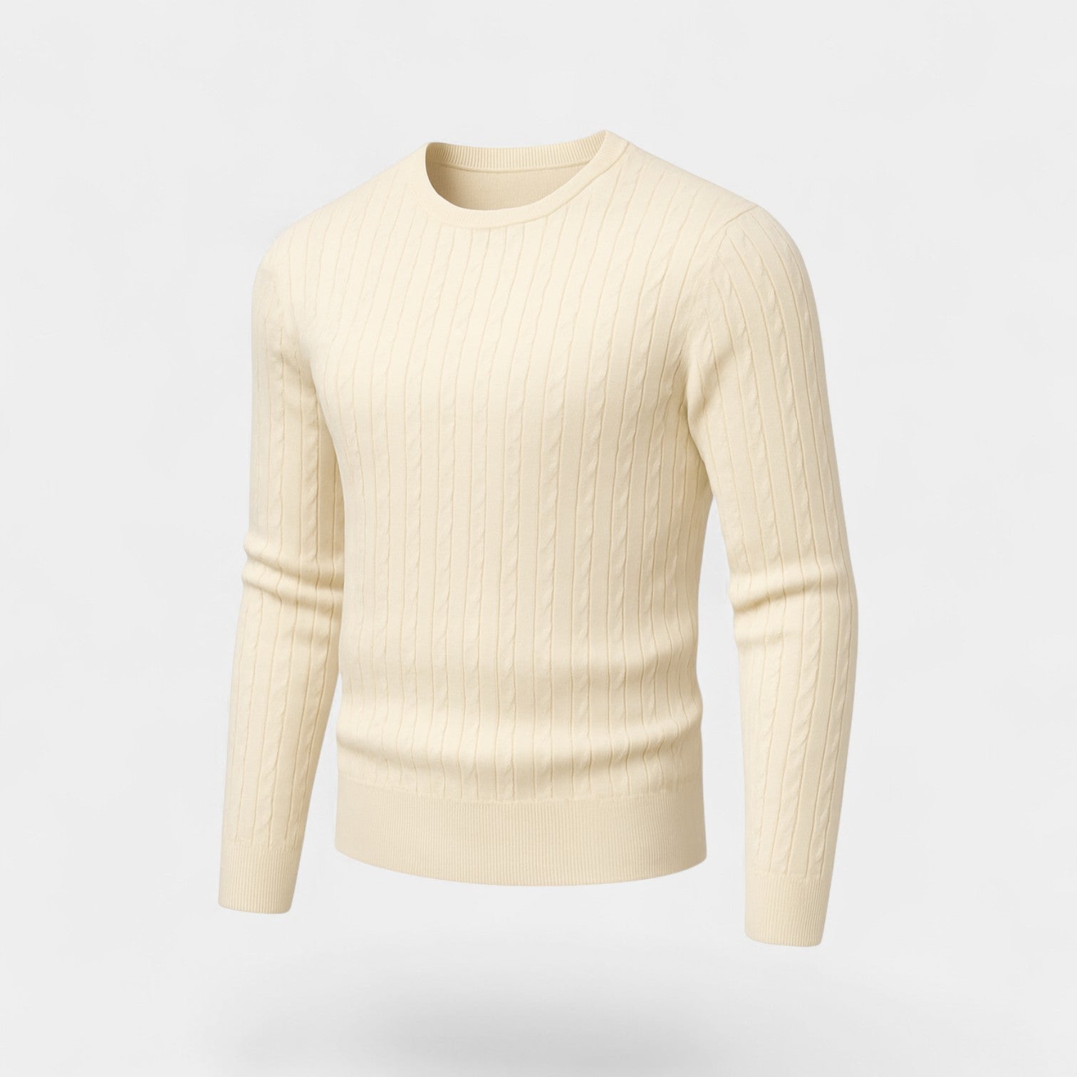 Riche | Pull homme maille coton slim fit – col rond motif torsadé