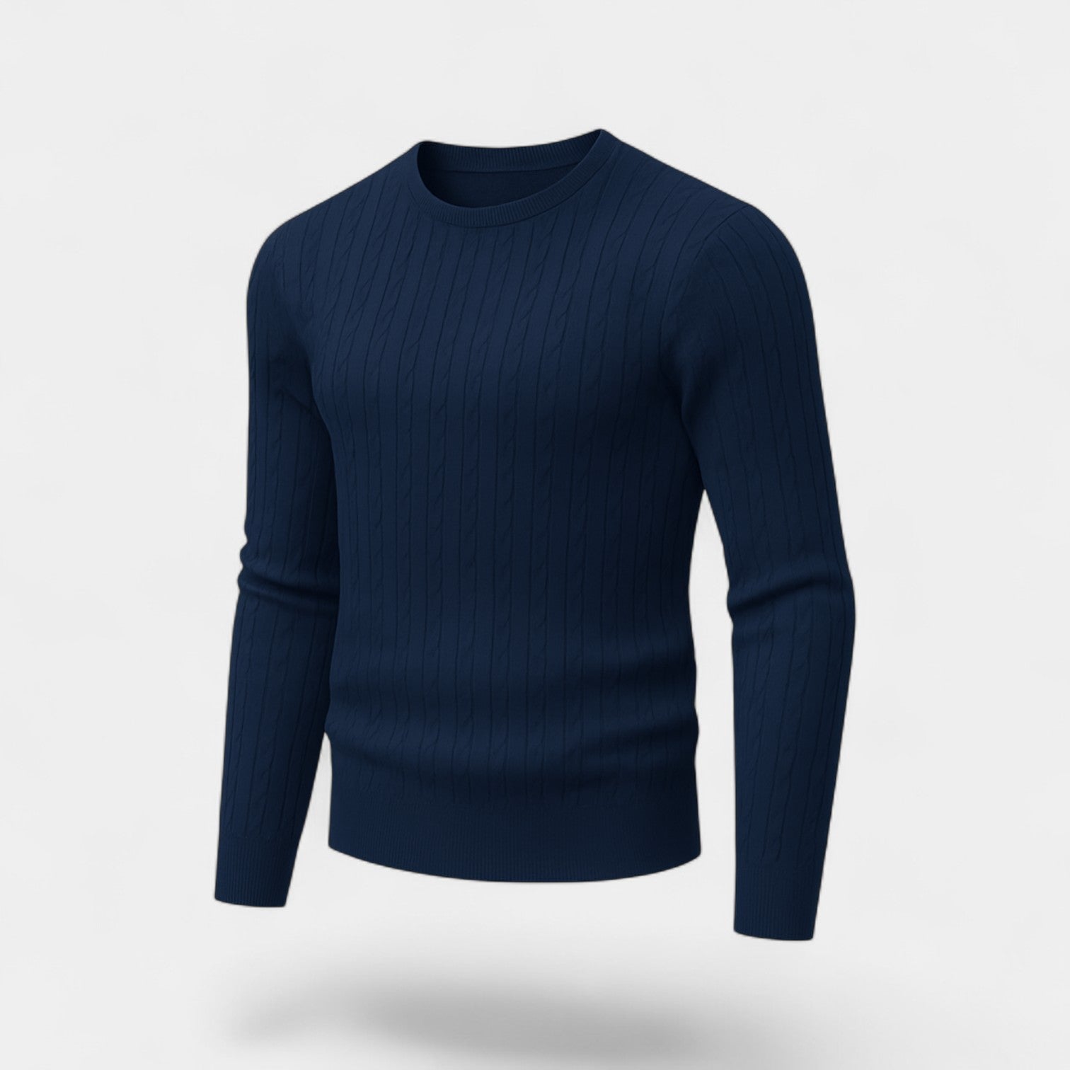 Riche | Pull homme maille coton slim fit – col rond motif torsadé