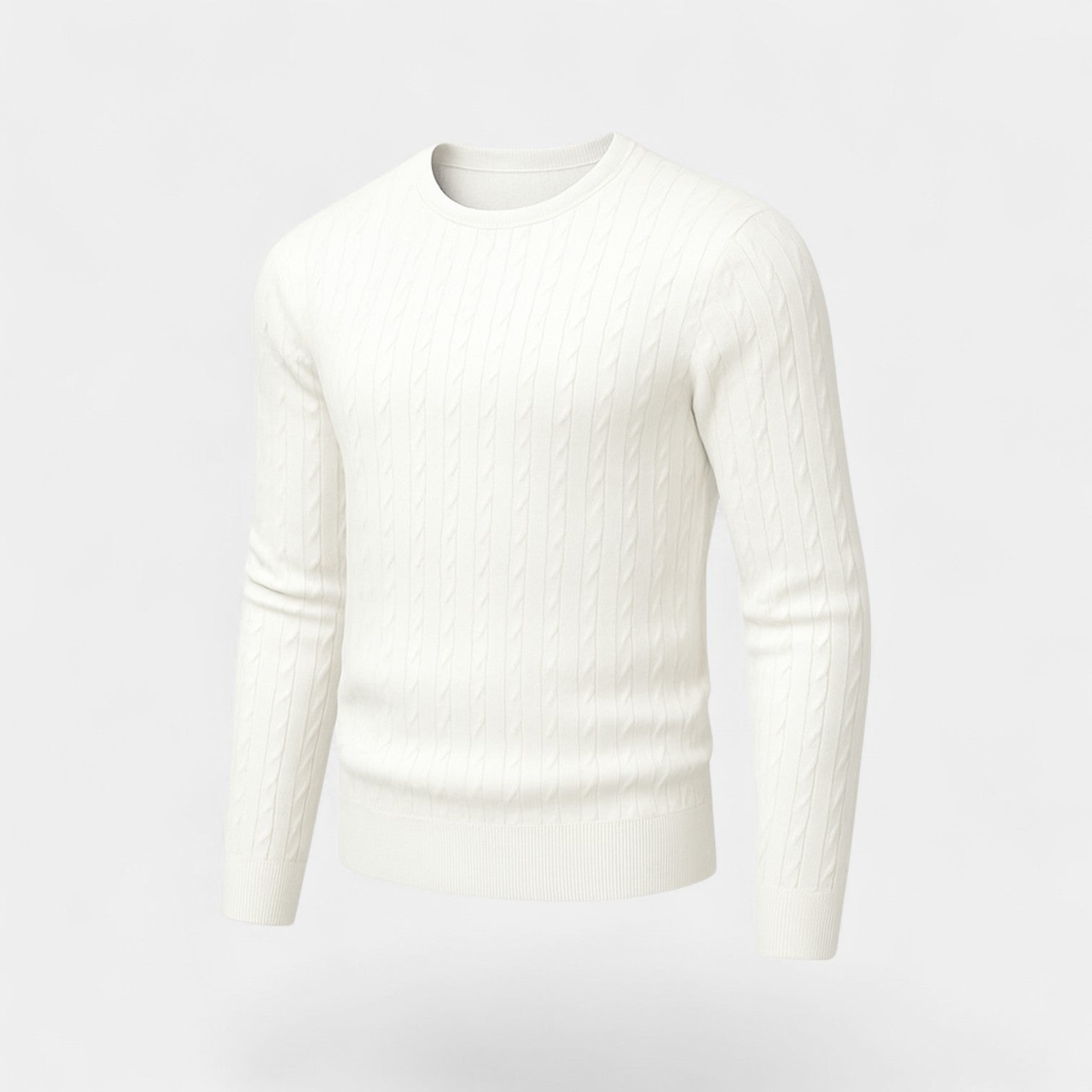 Riche | Pull homme maille coton slim fit – col rond motif torsadé