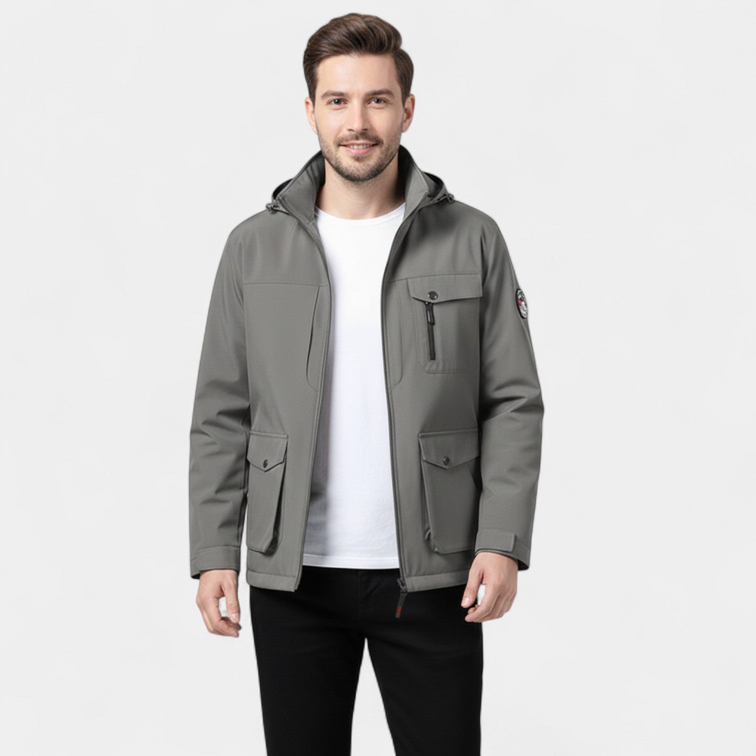 Riche | Veste Coupe-Vent Shell Homme en Matière Technique – Multi-Poches Urbain