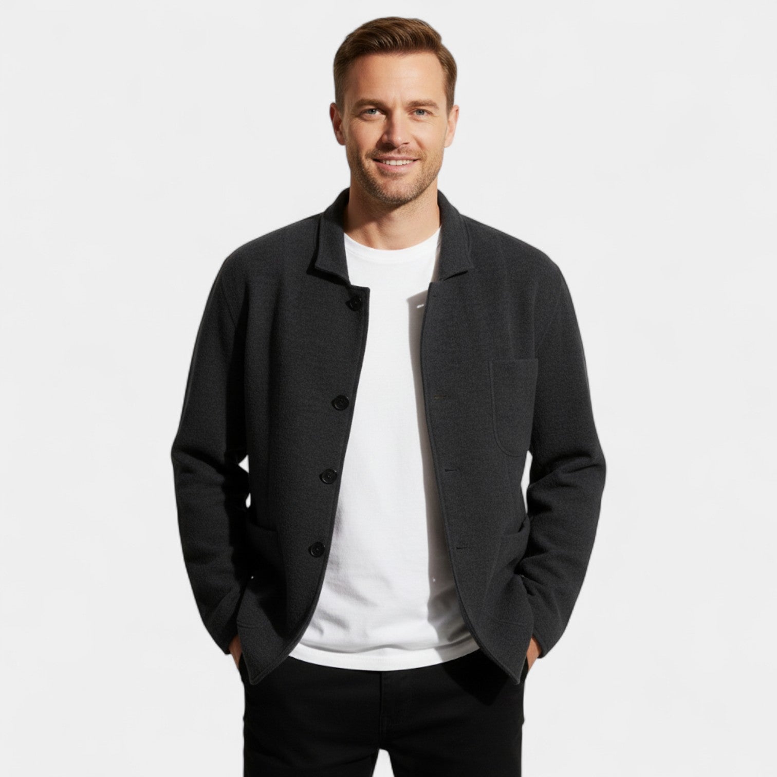 Riche | Blazer Homme Uni en Matière Technique – Coupe Moderne à Revers