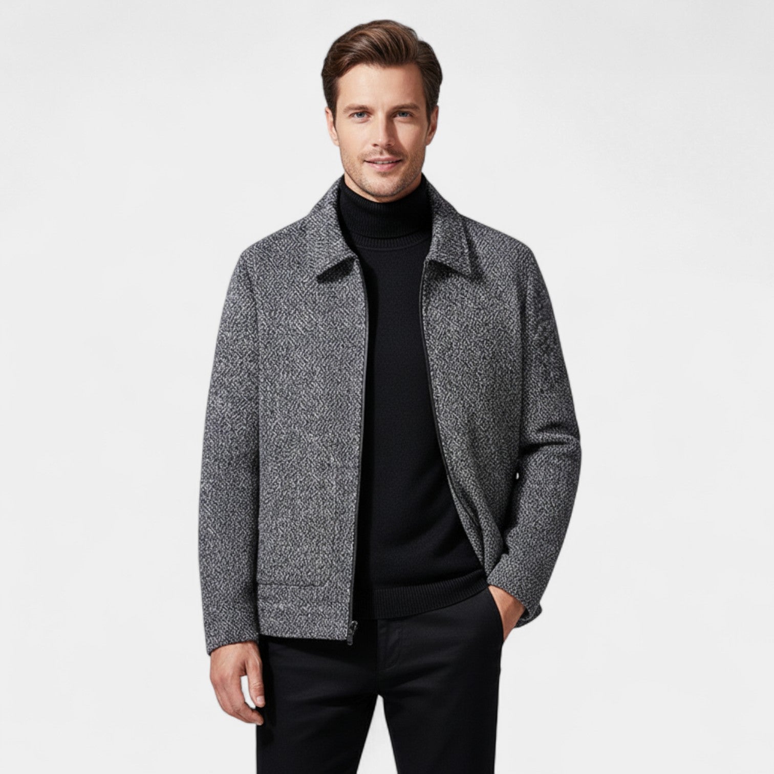 Riche | Manteau en Laine Homme Col Montant – Élégance Moderne Tailleur