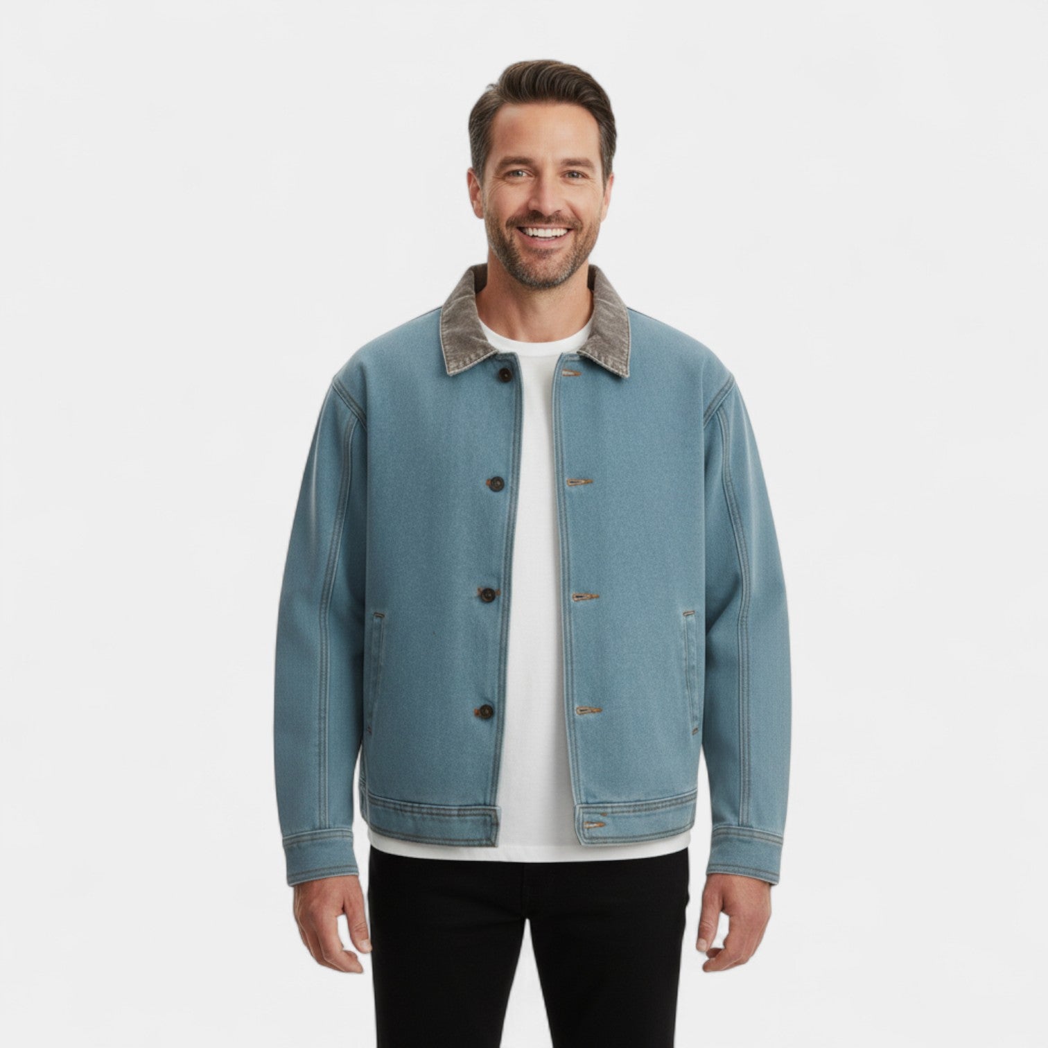 Riche | Manteau homme en denim rétro coupe ample boutonné – décontracté, raffiné, silhouette quotidienne