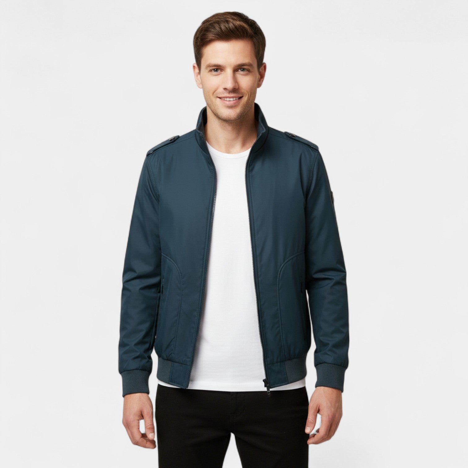 Riche | Veste homme casual couleur unie – coupe slim, raffinée, col montant