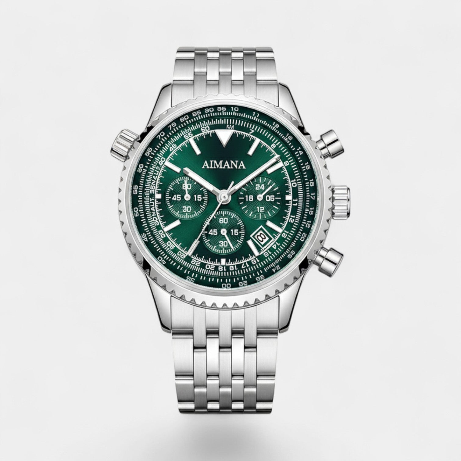 Riche | Montre pour Homme Acier Inoxydable – Quartz Chronographe Lumineuse et Étanche 43 mm