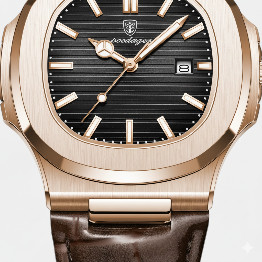 Riche | Montre pour Homme Bracelet Cuir – Quartz Lumineuse et Étanche 40 mm