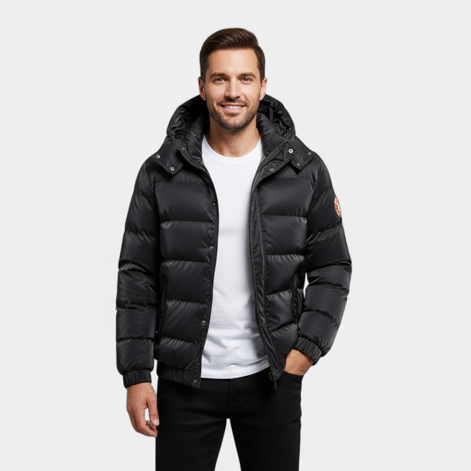 Riche | Doudoune homme à capuche coton duvet – chaude, raffinée, silhouette quotidienne