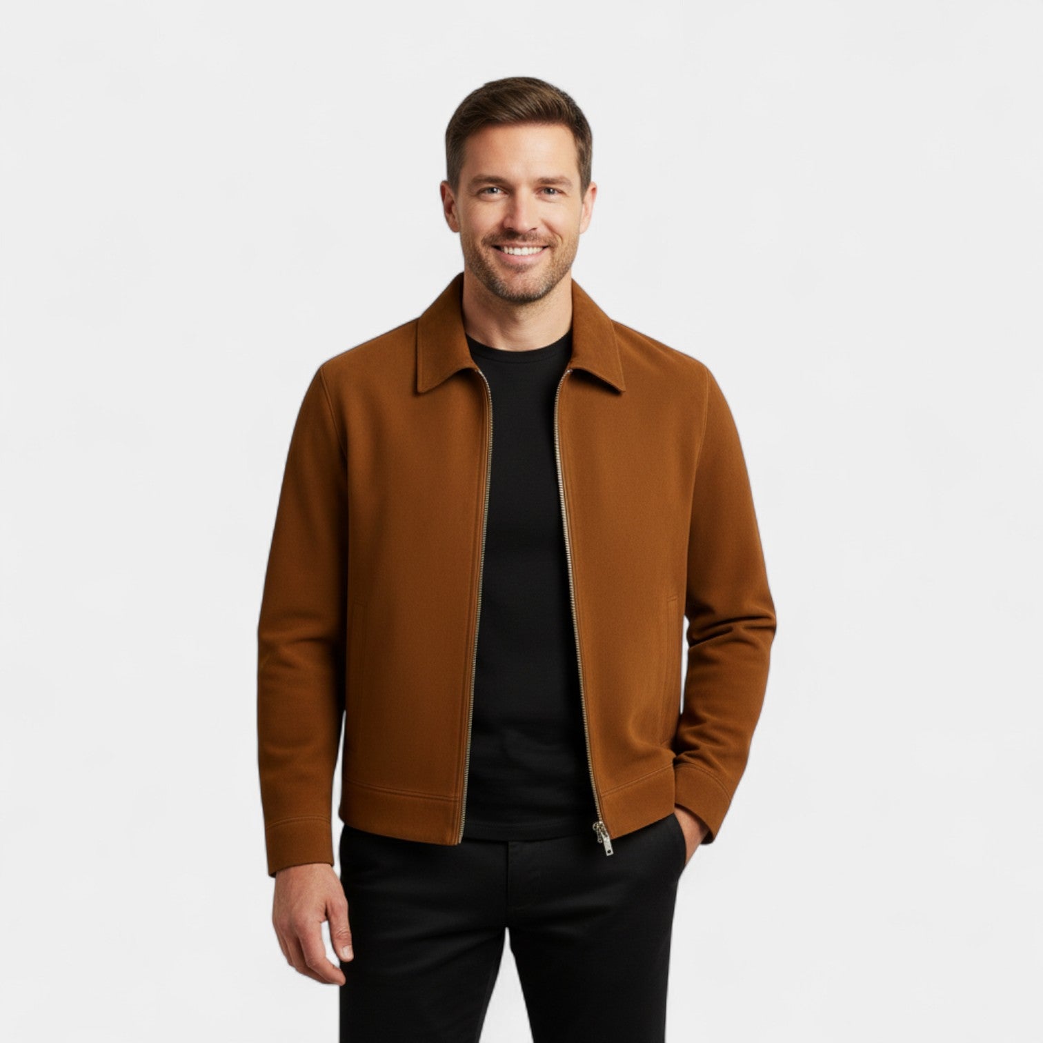 Riche | Veste courte en daim homme coupe ample