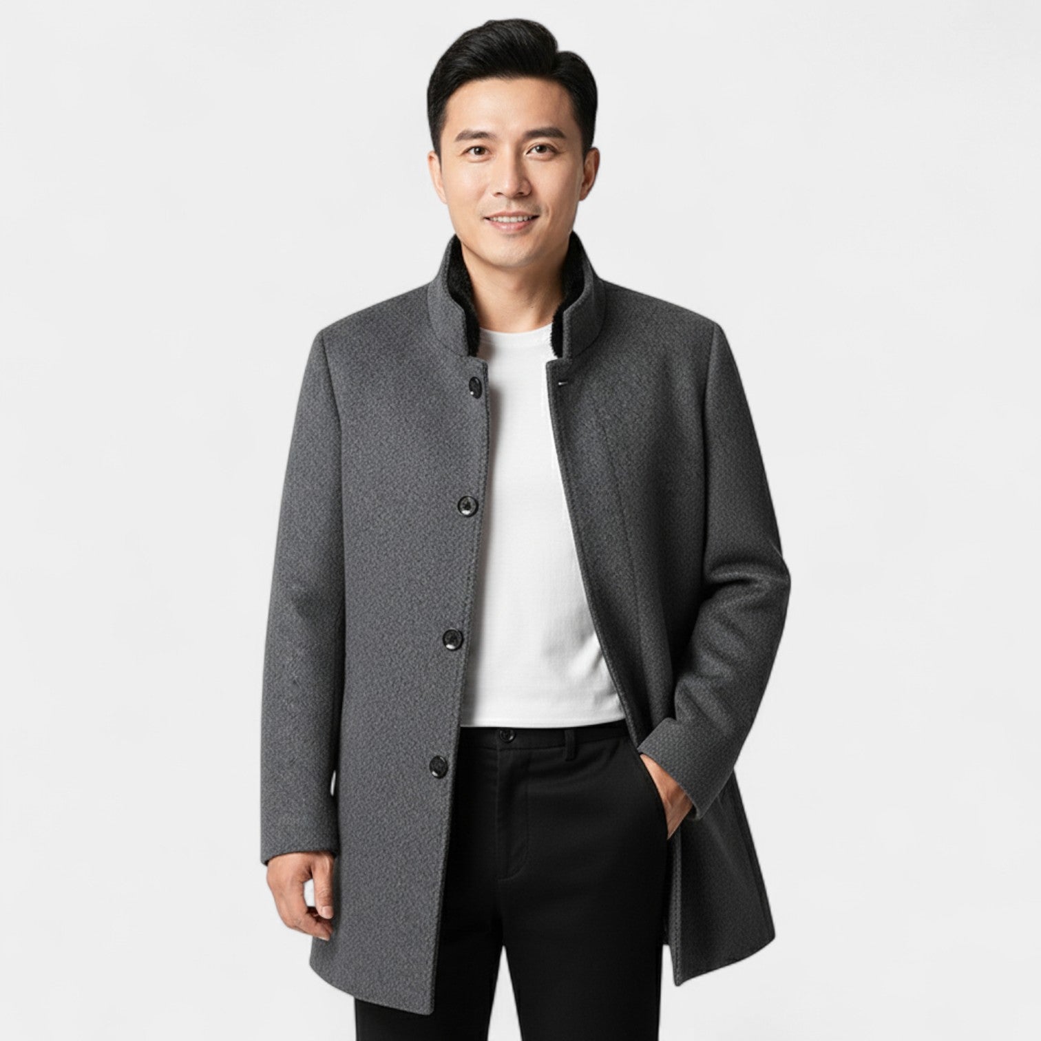 Riche | Manteau trench homme laine doublure amovible – élégance hivernale taillée