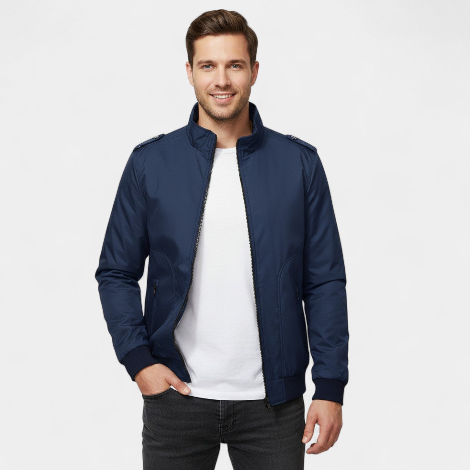 Riche | Veste homme casual couleur unie – coupe slim, raffinée, col montant