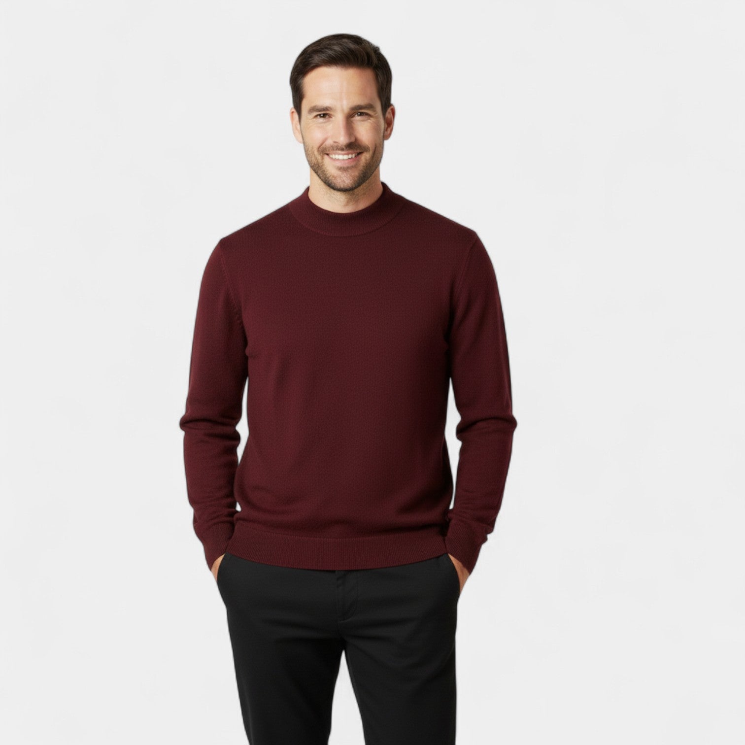 Riche | Pull Homme Col Semi-Montant Rond – Coupe Minimaliste et Luxe