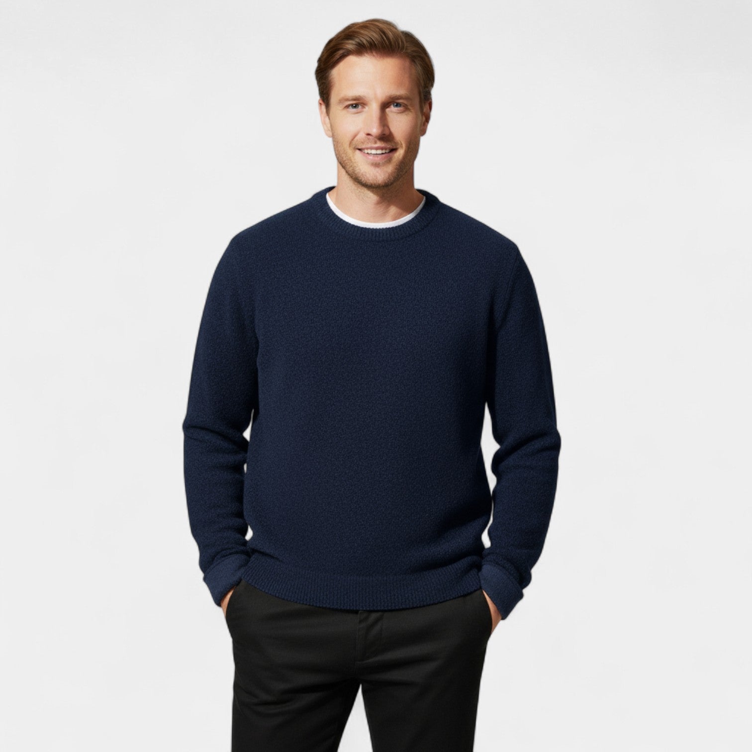 Riche | Pull Homme en Maille – Col Rond Doublé Polaire