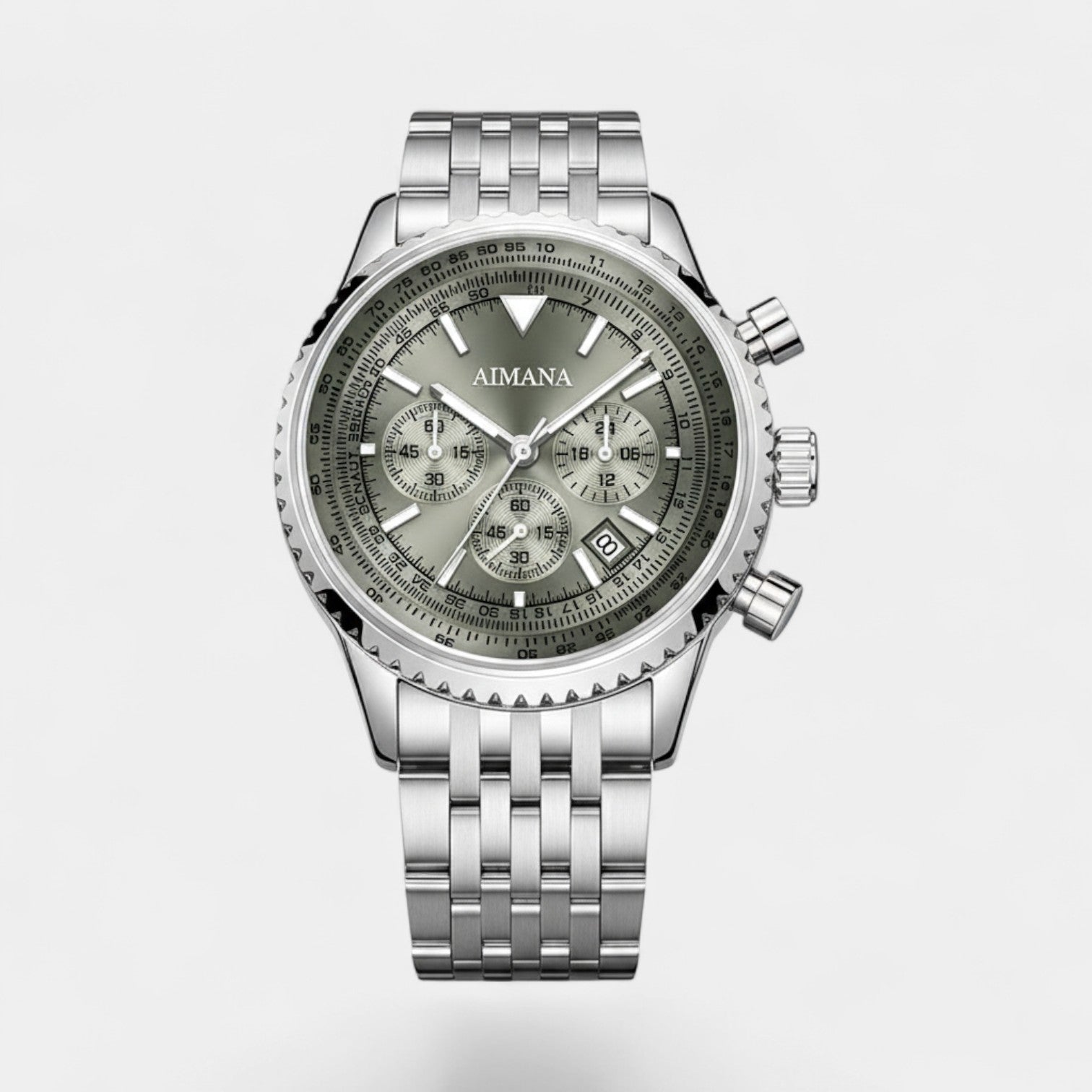 Riche | Montre pour Homme Acier Inoxydable – Quartz Chronographe Lumineuse et Étanche 43 mm