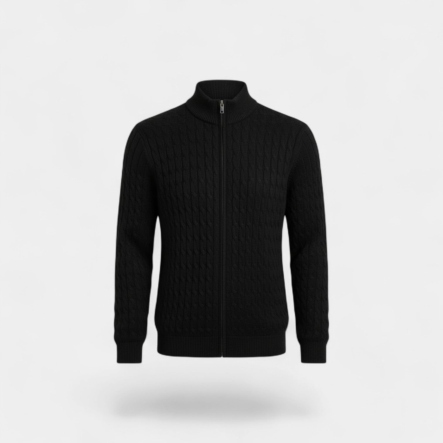 Riche | Cardigan Homme en Laine à Torsades – Jacquard Col Semi-Montant