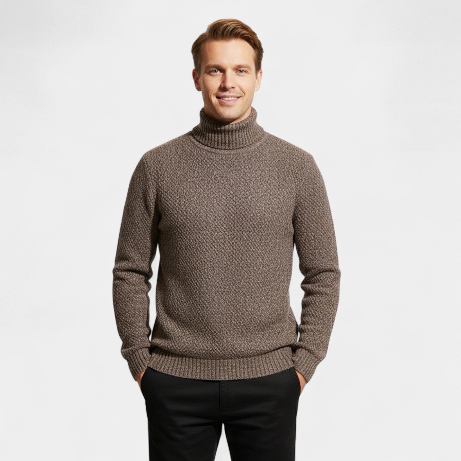 Riche | Pull Homme en Maille à Col Roulé – Coupe Classique Minimaliste