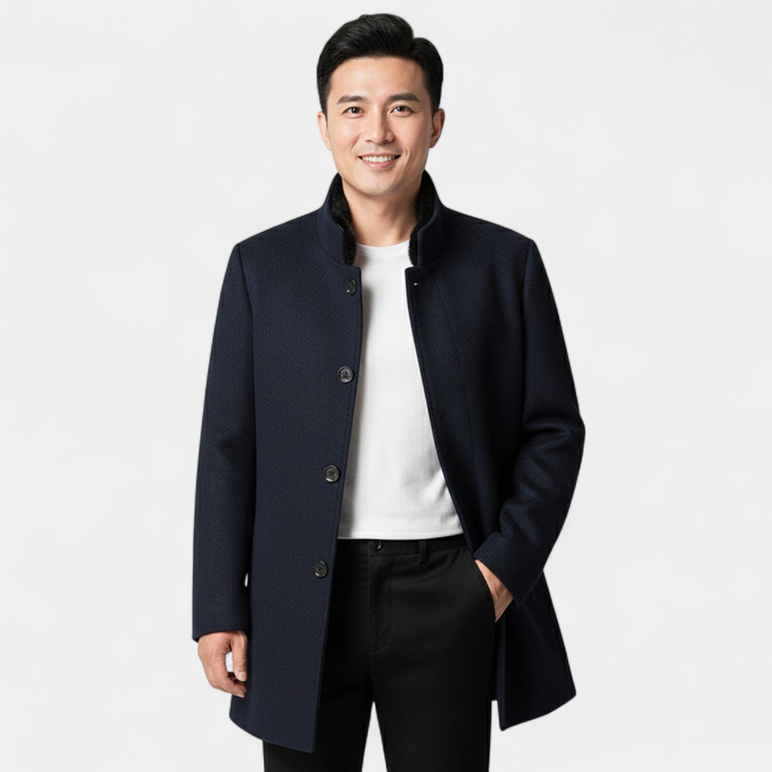 Riche | Manteau trench homme laine doublure amovible – élégance hivernale taillée