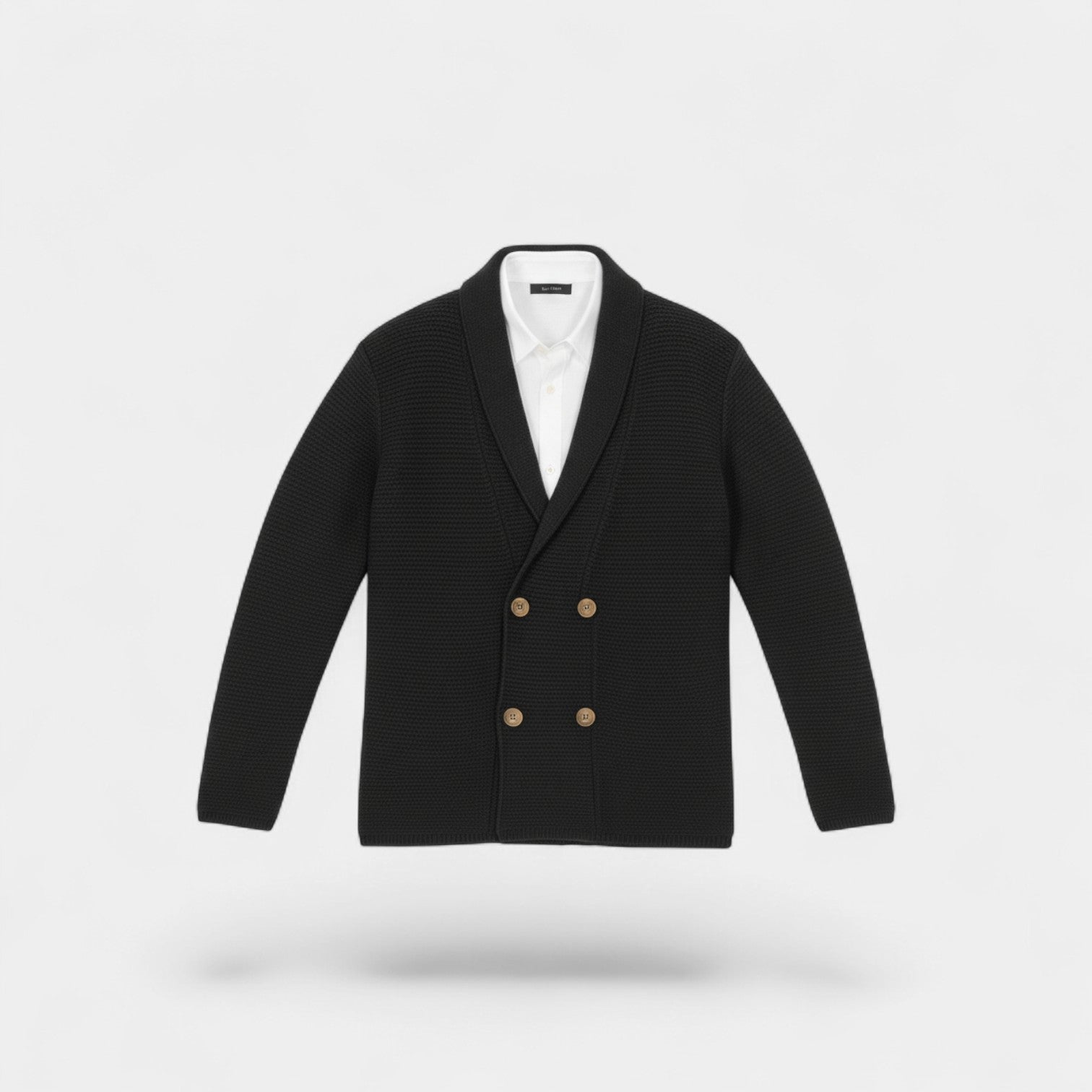 Riche | Cardigan Croisé Homme en Maille – Col à Revers Coupe Tailleur