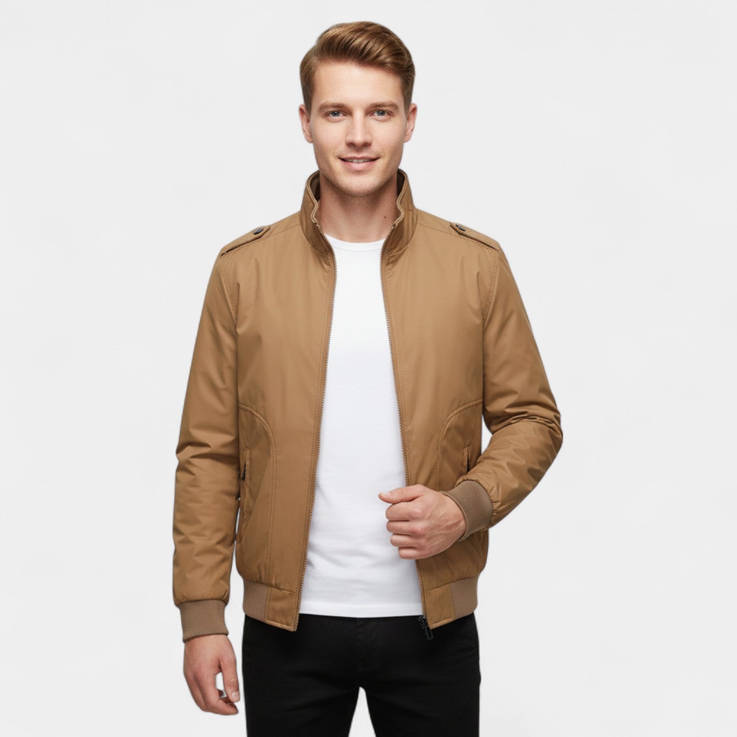Riche | Veste homme casual couleur unie – coupe slim, raffinée, col montant