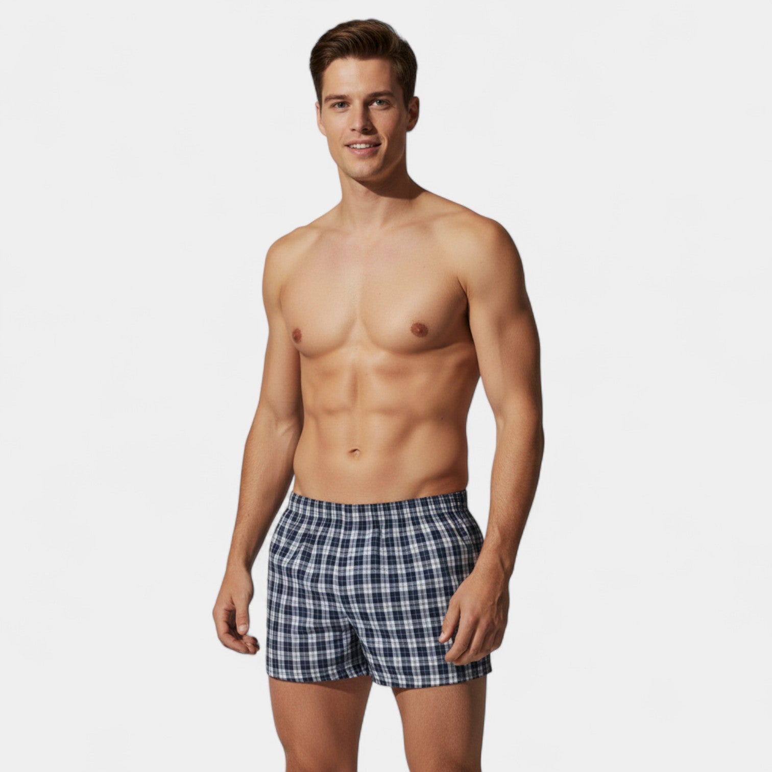Riche | Lot de 3 boxers homme coton tissé à carreaux – raffinés, respirants, confort quotidien