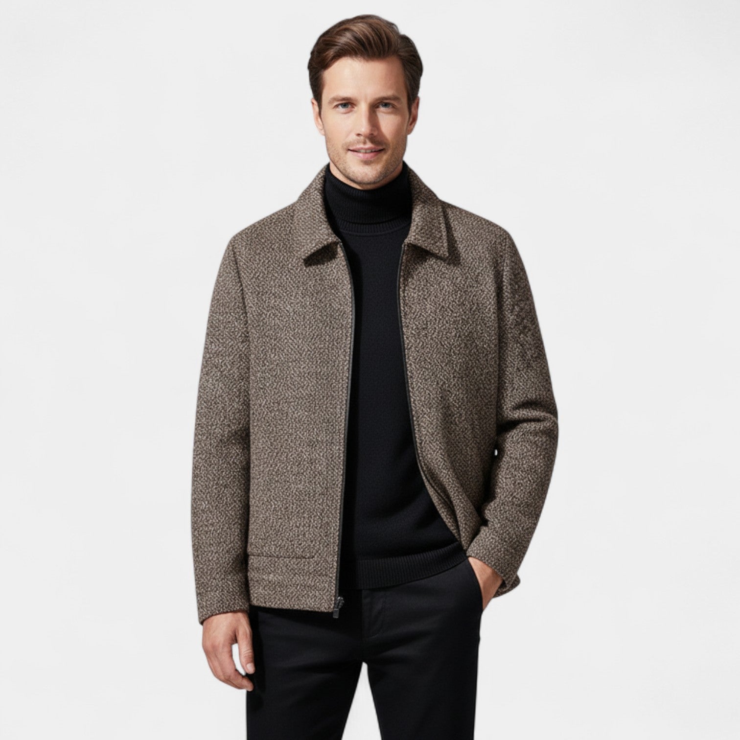 Riche | Manteau en Laine Homme Col Montant – Élégance Moderne Tailleur