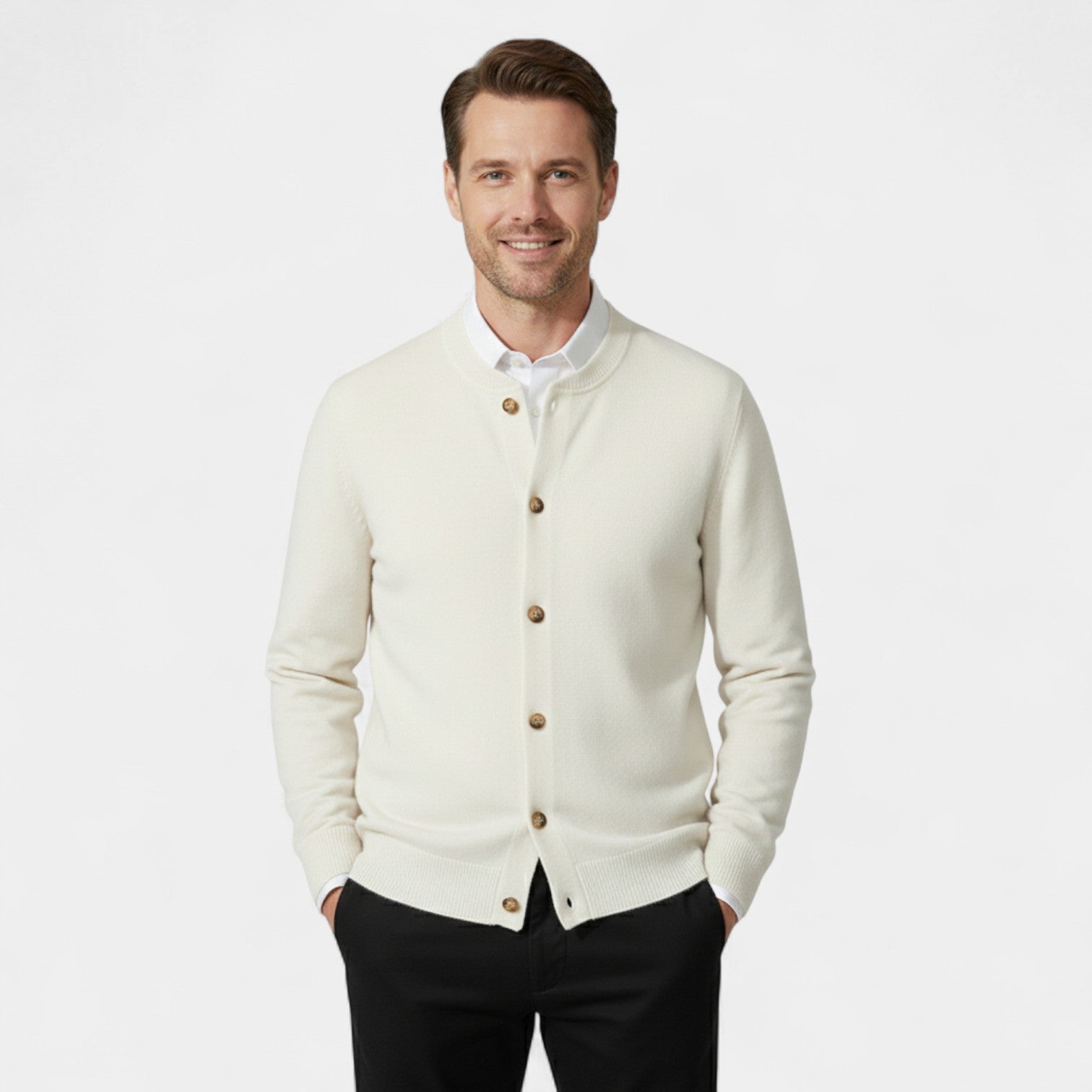 Riche | Cardigan Homme 100% Cachemire – Boutonné de Luxe