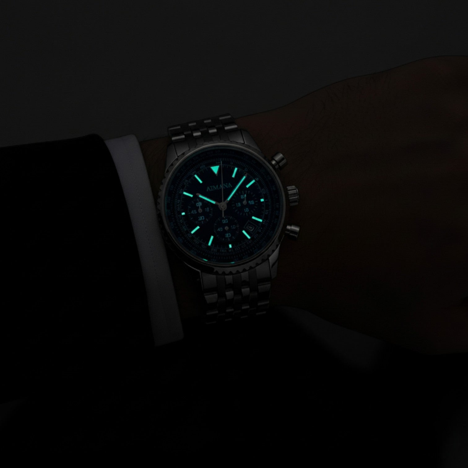 Riche | Montre pour Homme Acier Inoxydable – Quartz Chronographe Lumineuse et Étanche 43 mm