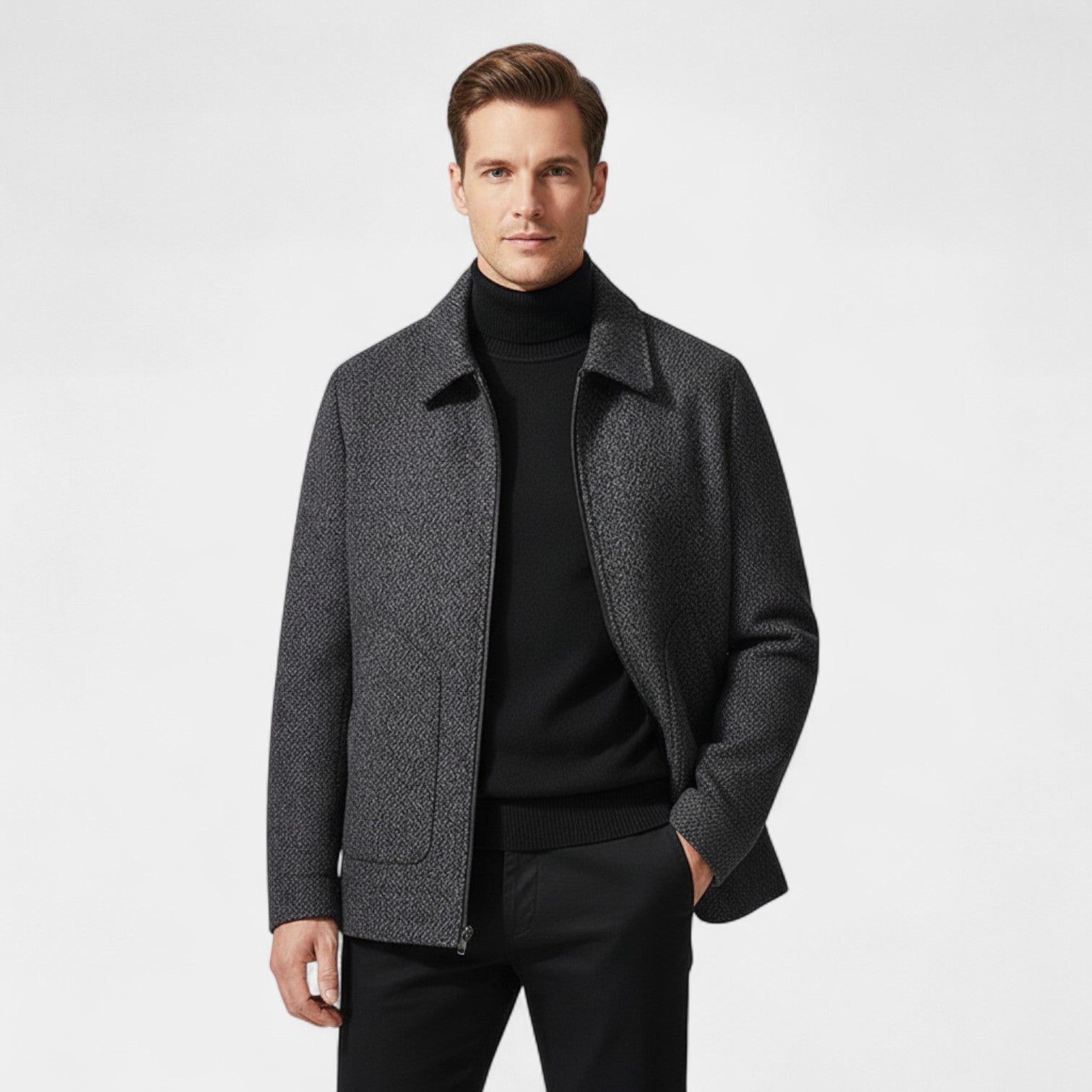 Riche | Manteau en Laine Homme Col Montant – Élégance Moderne Tailleur