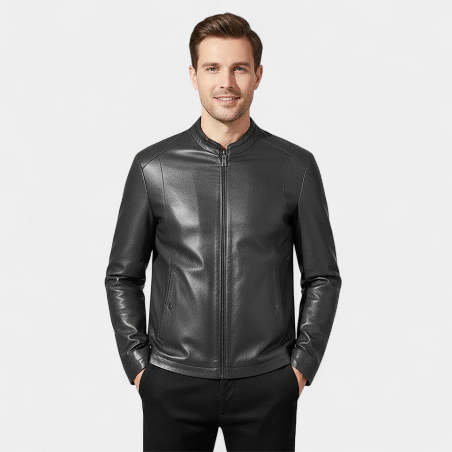 Riche | Blouson Homme en Cuir de Mouton – Doublé Laine Coupe Raffinée