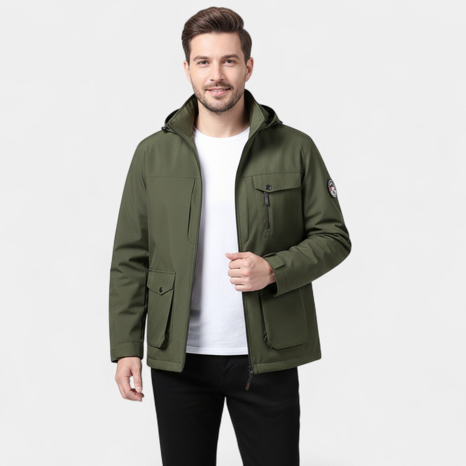 Riche | Veste Coupe-Vent Shell Homme en Matière Technique – Multi-Poches Urbain