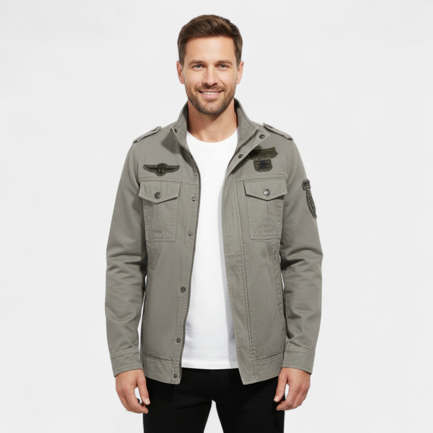 Riche | Veste cargo homme en coton style militaire – robuste, raffinée, silhouette quotidienne