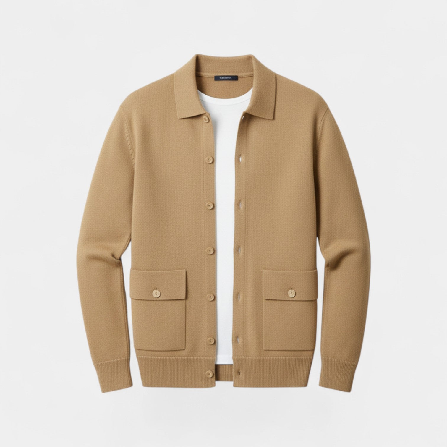 Riche | Cardigan homme en cachemire col polo – maille épaisse, raffiné, luxe intemporel