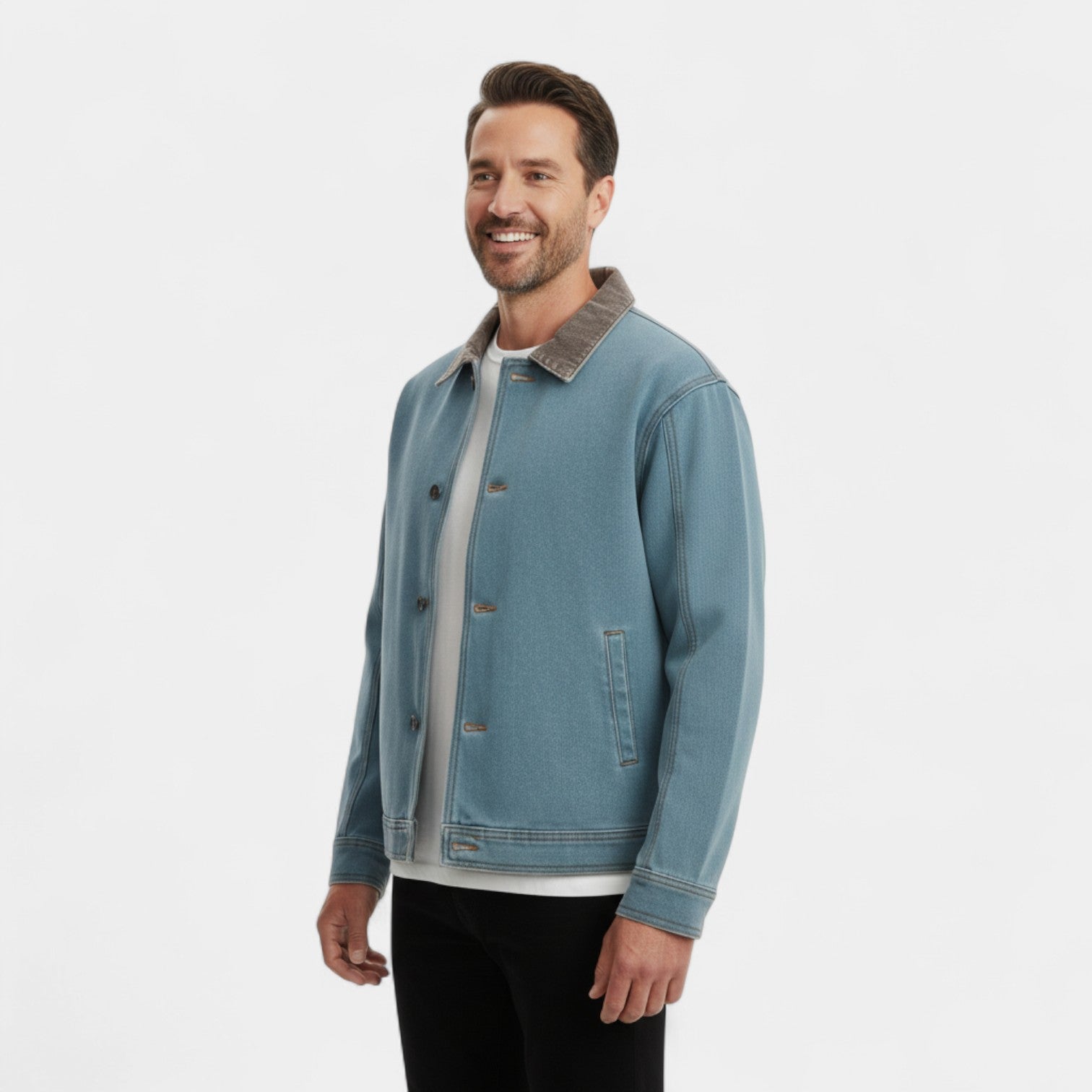 Riche | Manteau homme en denim rétro coupe ample boutonné – décontracté, raffiné, silhouette quotidienne