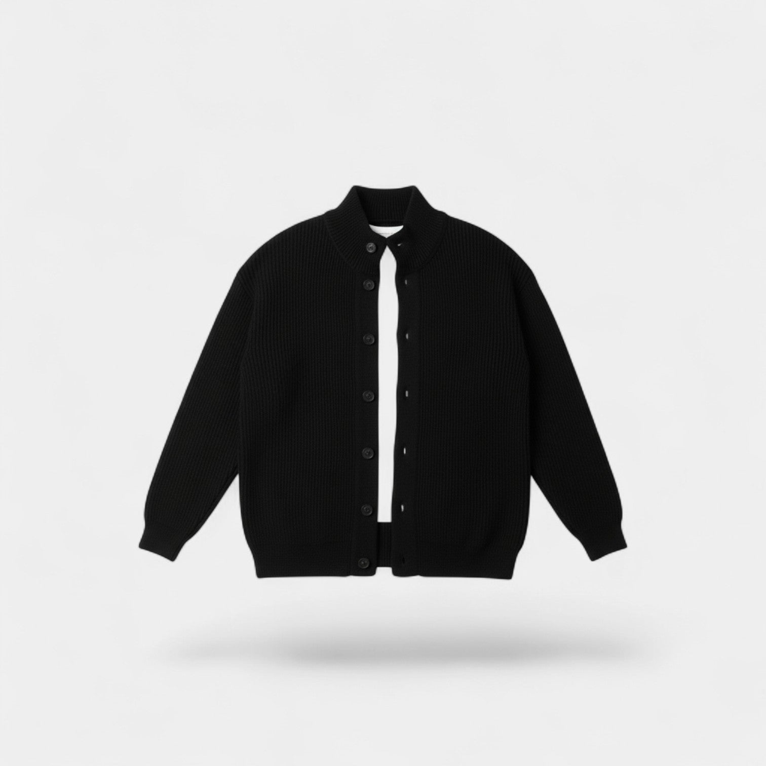 Riche | Cardigan Homme en Laine Col Montant – Coupe Moderne Décontractée