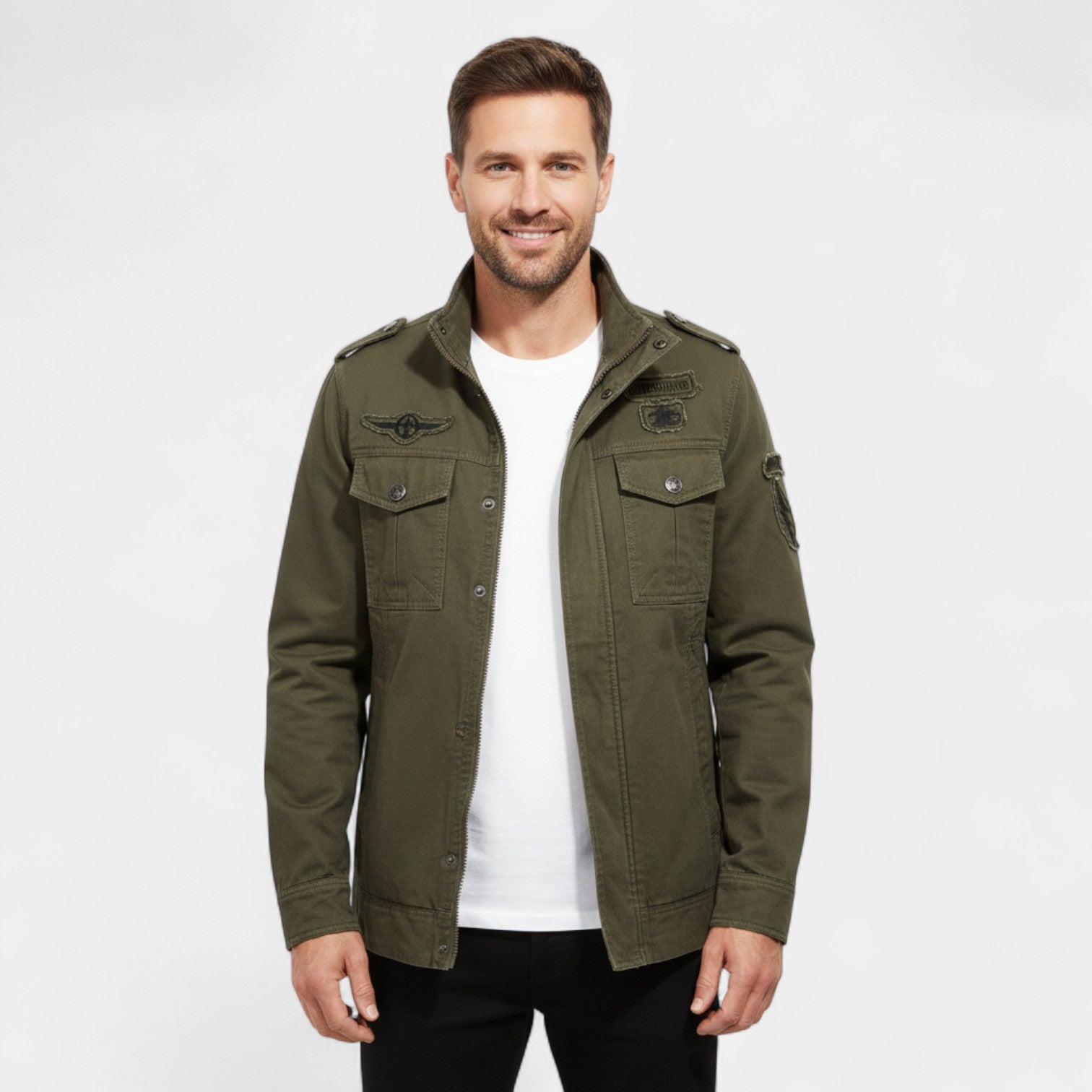 Riche | Veste cargo homme en coton style militaire – robuste, raffinée, silhouette quotidienne