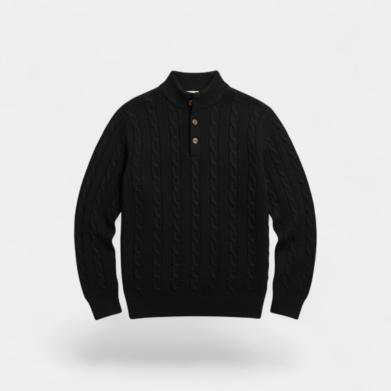 Riche | Pull en Laine Homme à Torsades – Col Demi-Montant Boutonné