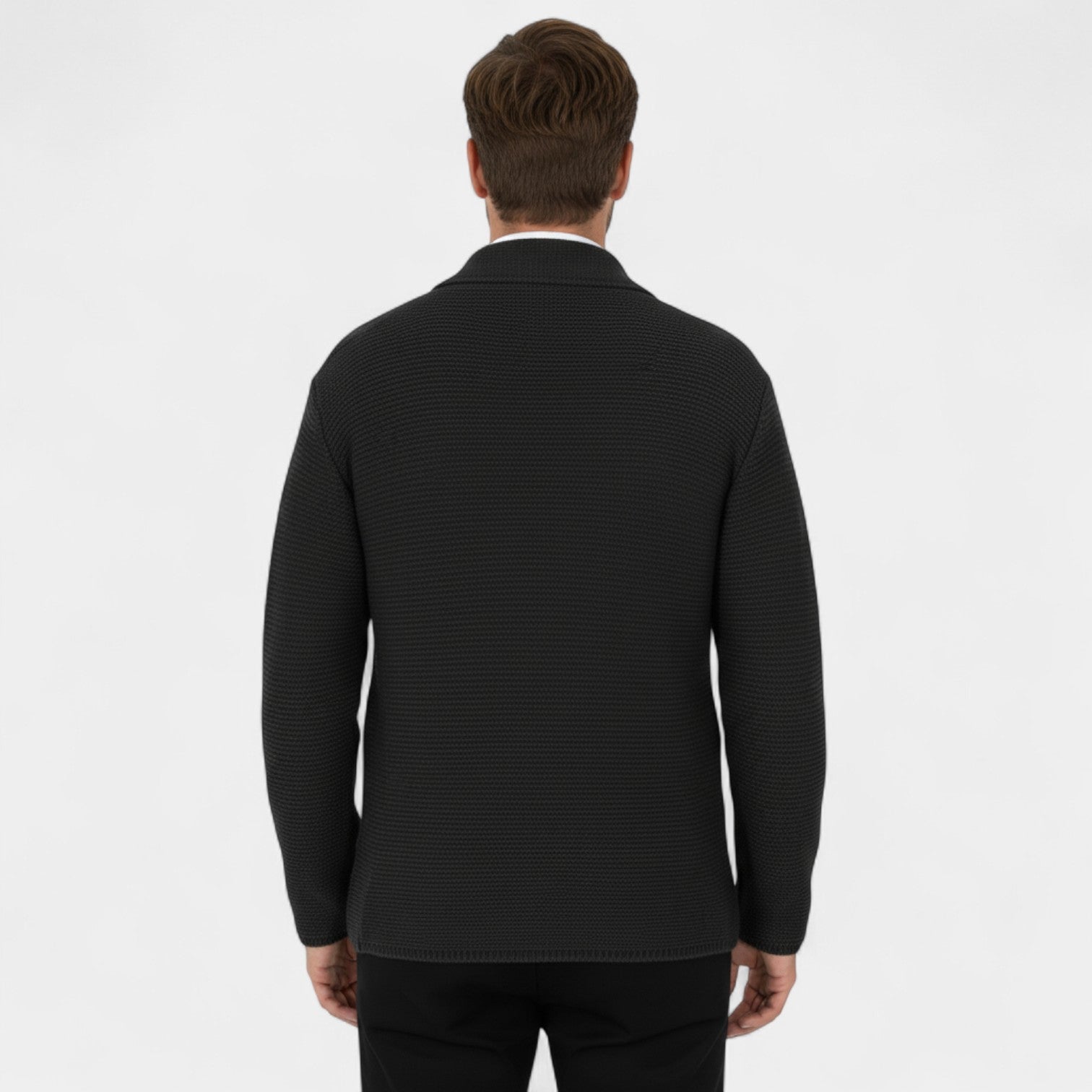 Riche | Cardigan Croisé Homme en Maille – Col à Revers Coupe Tailleur