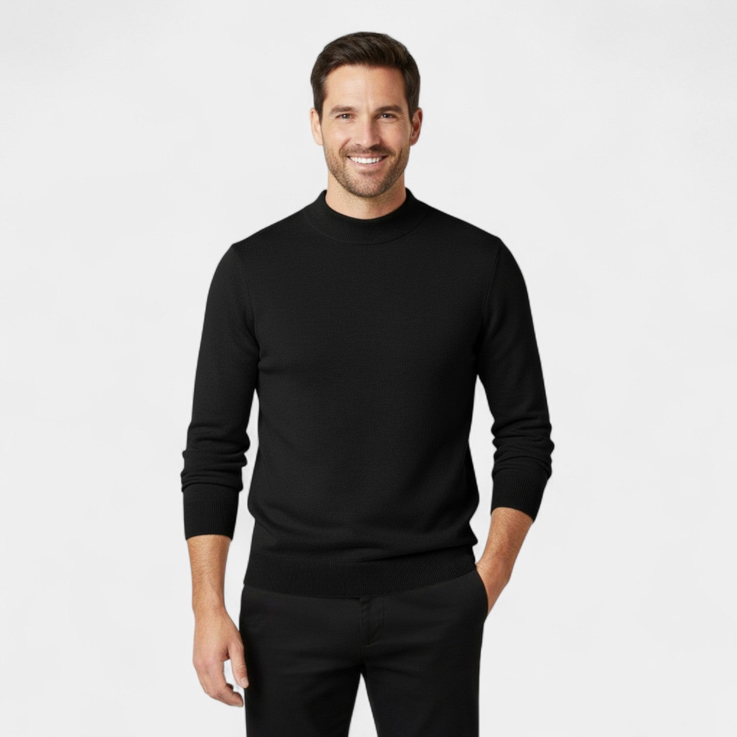 Riche | Pull Homme Col Semi-Montant Rond – Coupe Minimaliste et Luxe