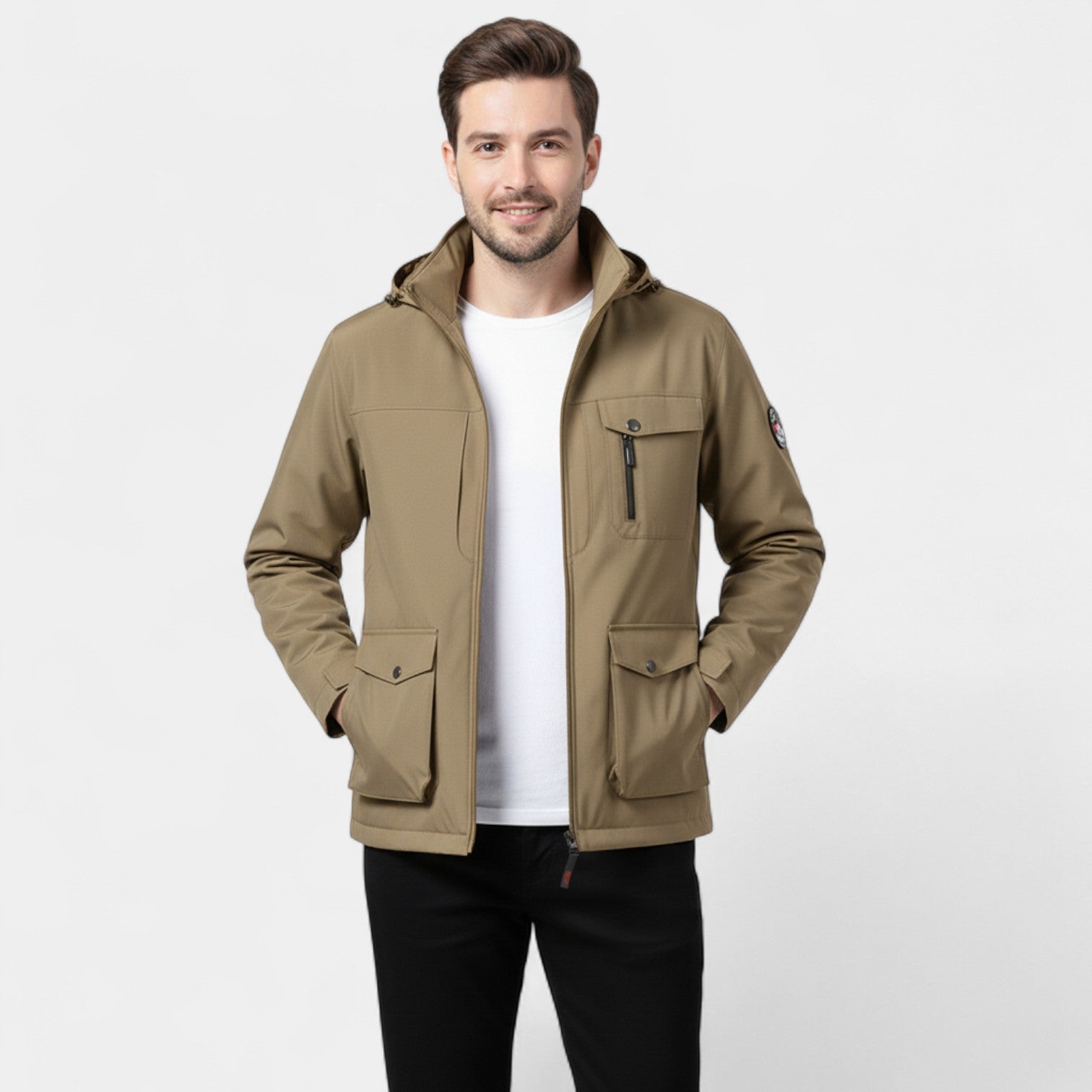 Riche | Veste Coupe-Vent Shell Homme en Matière Technique – Multi-Poches Urbain