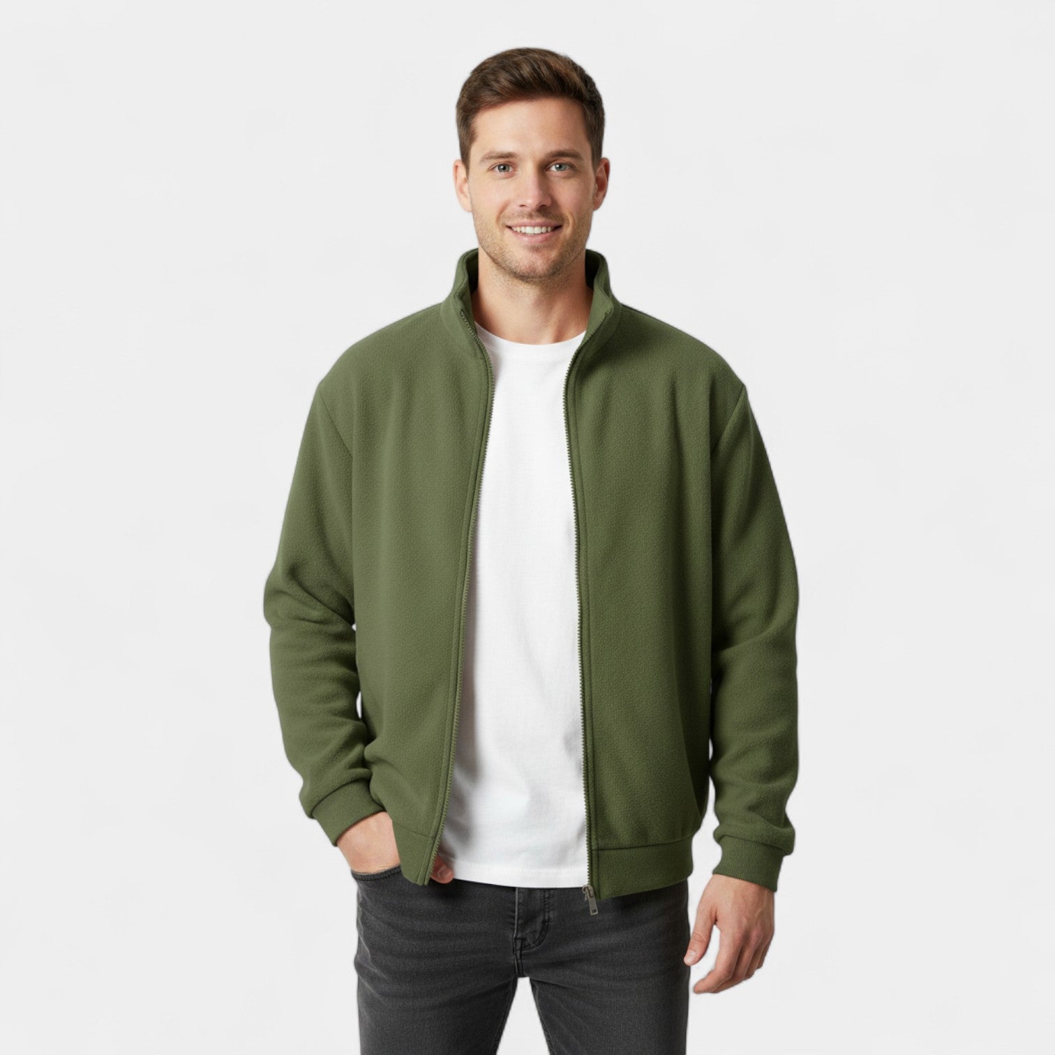 Riche | Cardigan homme en laine zippé col montant – slim, raffiné, maille quotidienne