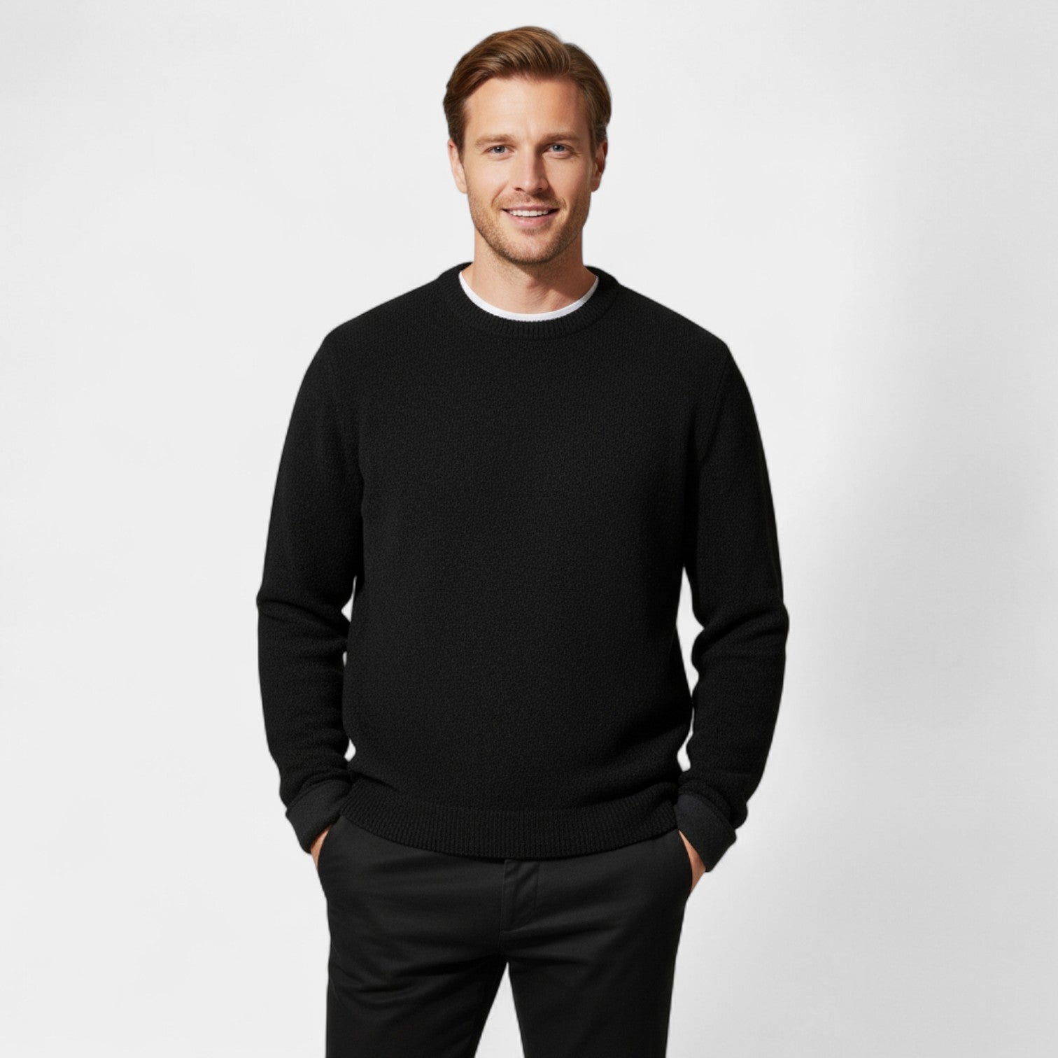 Riche | Pull Homme en Maille – Col Rond Doublé Polaire