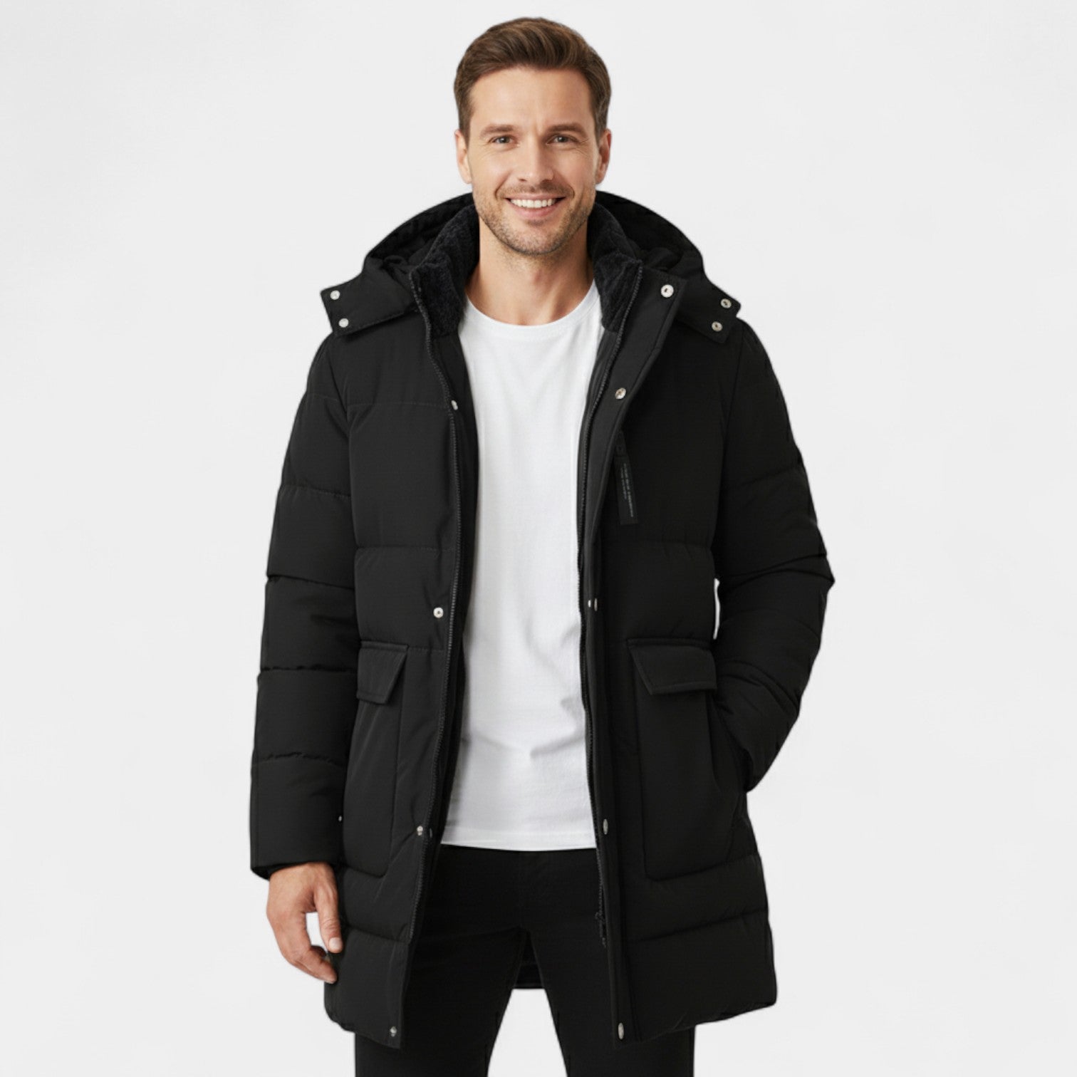 Riche | Manteau long homme en coton doublé polaire