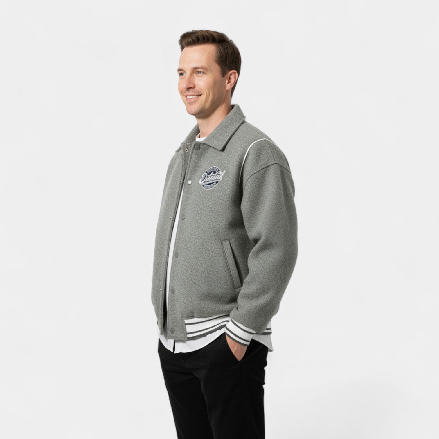 Riche | Blouson Varsity Homme – Patchwork Vintage Coupe Moderne