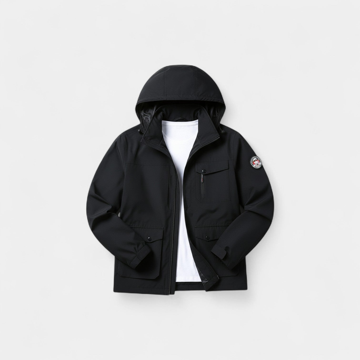 Riche | Veste Coupe-Vent Shell Homme en Matière Technique – Multi-Poches Urbain