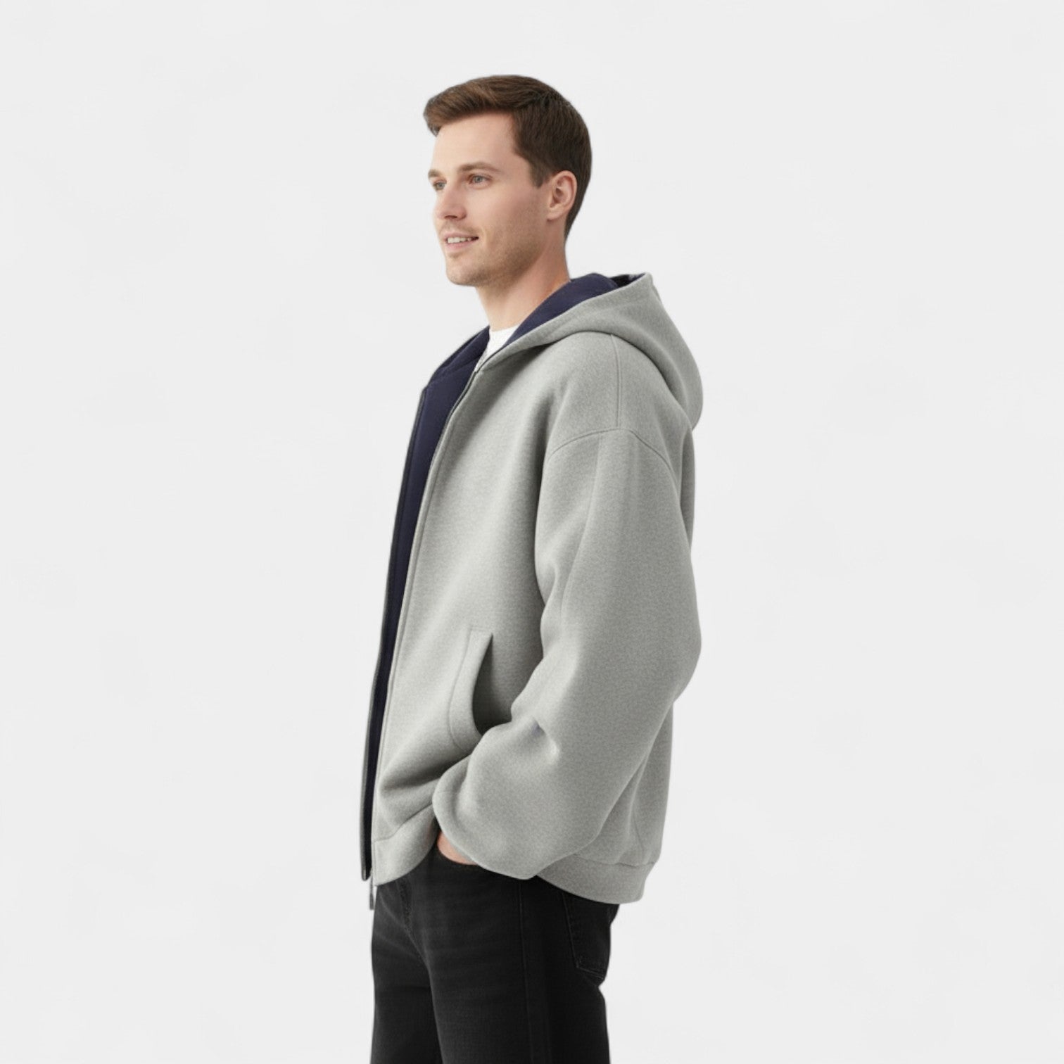 Riche | Cardigan à Capuche Homme – Double Zip Coupe Moderne