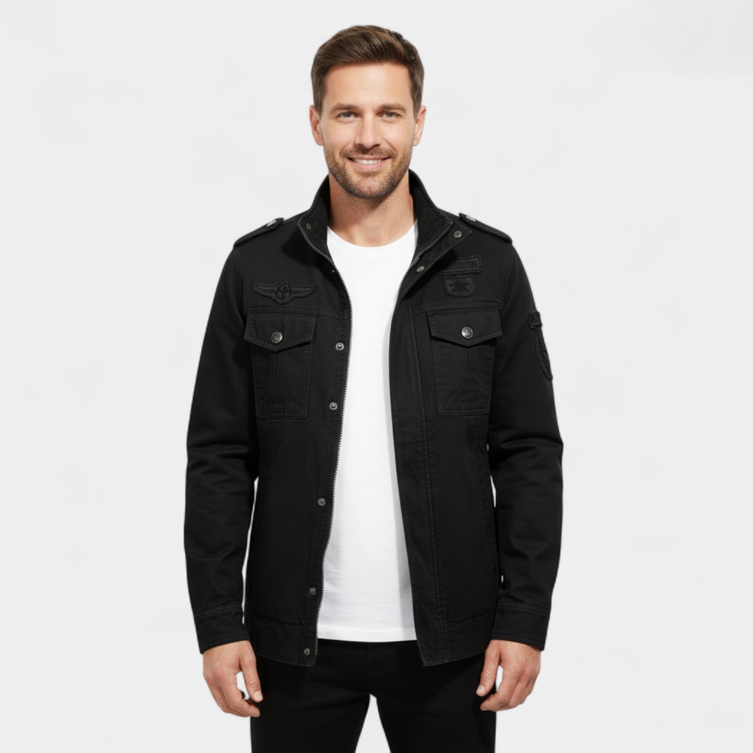 Riche | Veste cargo homme en coton style militaire – robuste, raffinée, silhouette quotidienne