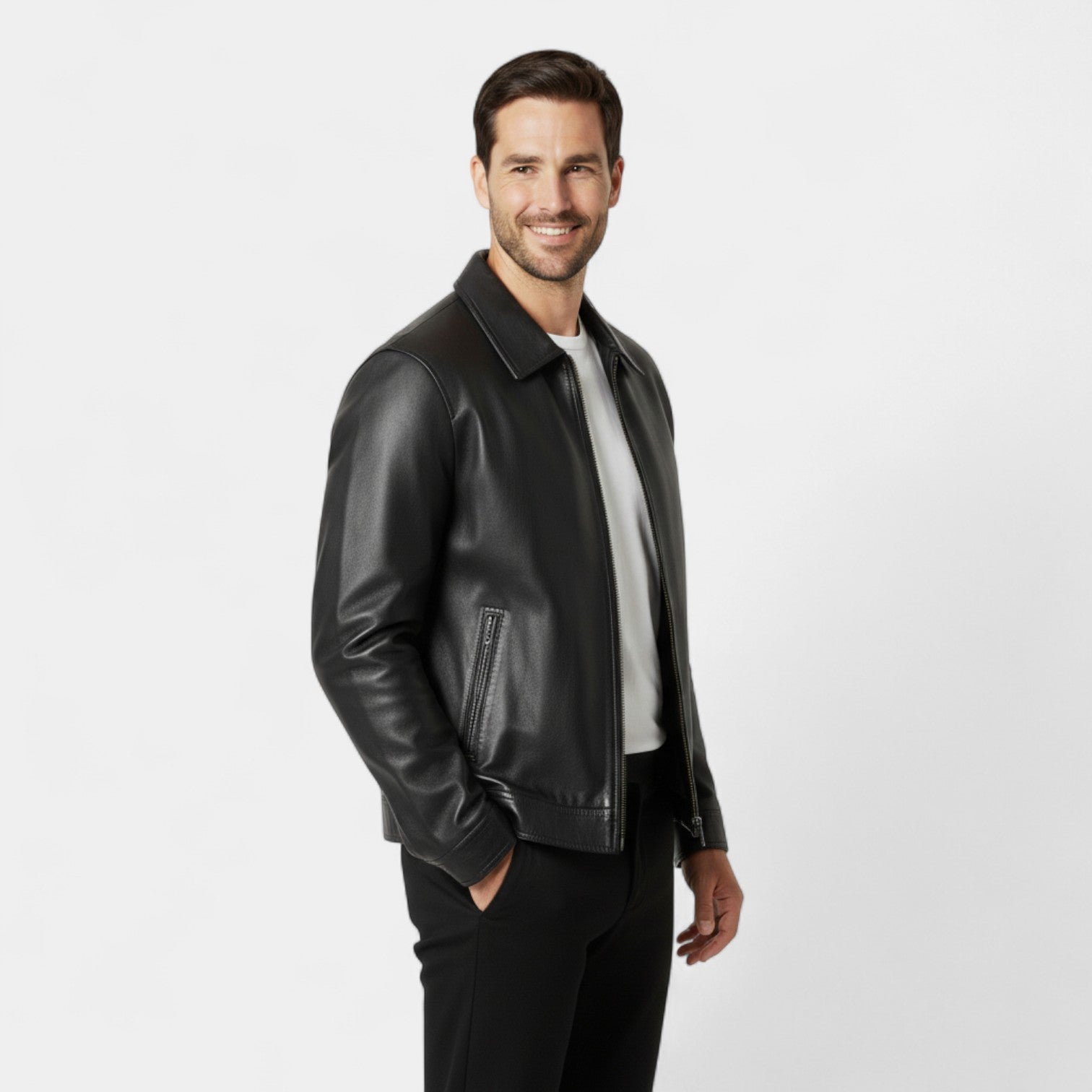 Riche | Veste homme en cuir vegan – Style uni coupe-vent
