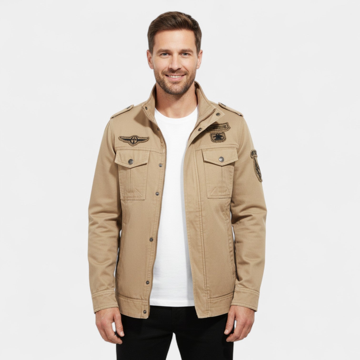Riche | Veste cargo homme en coton style militaire – robuste, raffinée, silhouette quotidienne